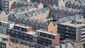 Aerial cityscape of The Hague, governmental city of the Netherlands