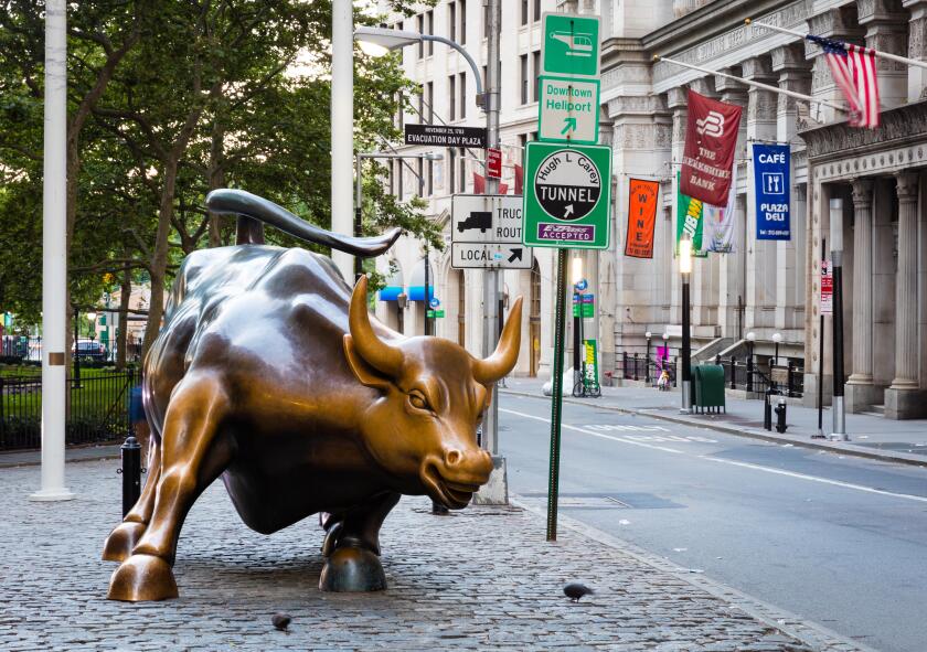 Charging Bull in the financial district of New York City, near Wall Street