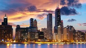 Chicago Skyline. Chicago downtown skyline at dusk.