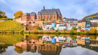 Saarburg, Germany. Old town on the hills of Saar river valley.