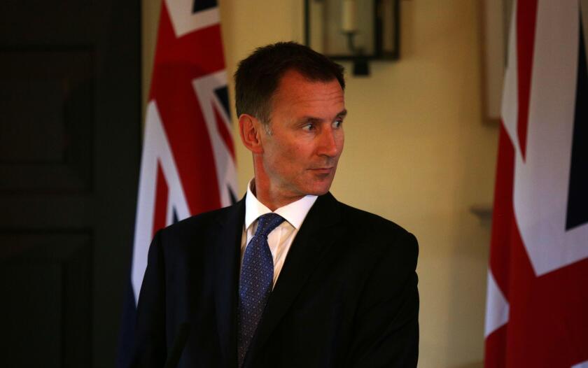 Britain's Foreign Secretary Jeremy Hunt gives a press conference at the Royal Botanic Garden in Edinburgh, Scotland July 20, 2018. David Cheskin/Pool via Reuters