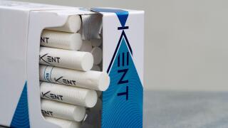 In this photo illustration, a pack of Kent Blue Cigarettes, made by British American Tobacco with a government warning 'Smoking Kills' seen displayed. (Photo by Igor Goiovniov / SOPA Images/Sipa USA)