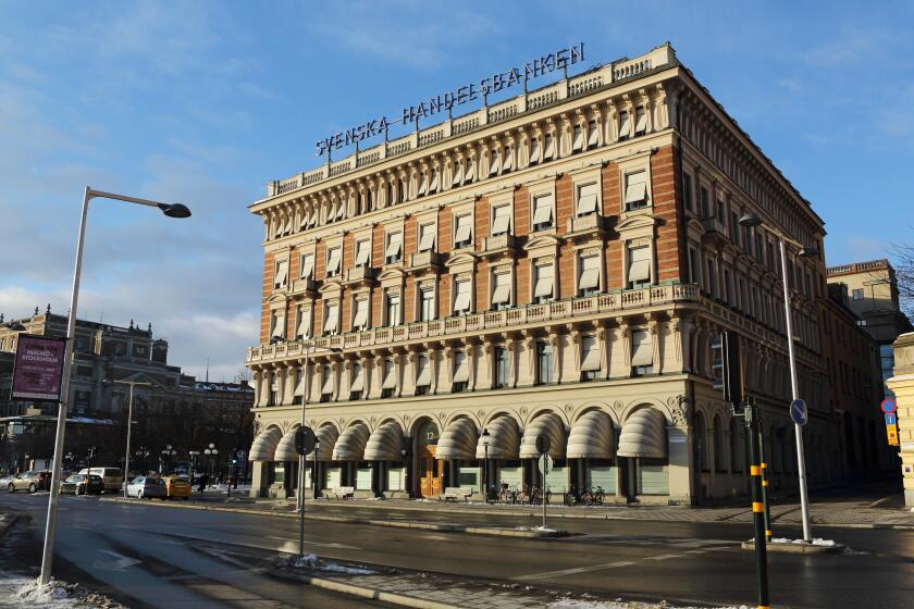 The Svenska Handelsbanken in Stockholm, Sweden. The Swedish bank was established in 1871.