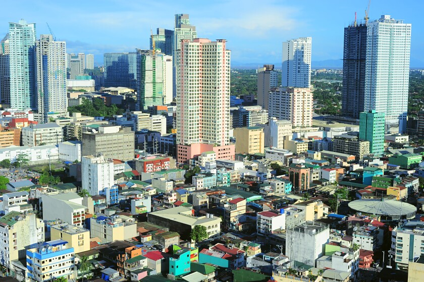 Aerial view on Makati - is one of the 17 cities that make up Metro Manila. Philippines