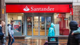 Santander bank branch, Watford, Hertfordshire, England, UK.