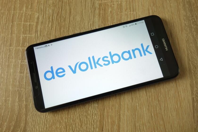 De Volksbank N.V. logo displayed on smartphone