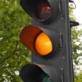 traffic light on amber. Image shot 2006. Exact date unknown.