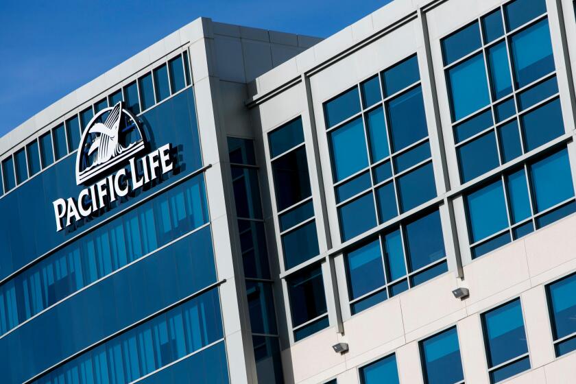 A logo sign outside of a facility occupied by the Pacific Life Insurance Company in Aliso Viejo, California, on December 9, 2017.