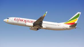 Tel Aviv, Israel ? February 24, 2019: Ethiopian Airlines Boeing 737-800 airplane at Tel Aviv airport (TLV) in Israel.
