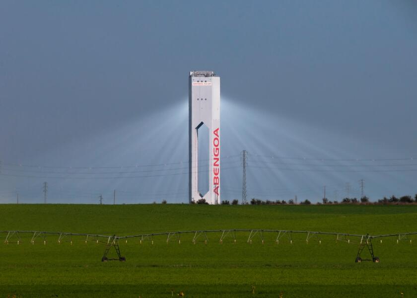 SANLUCAR LA MAY0R, SEVILLE, SPAIN 20th February 2015:  The Abengoa PS10  which is the world's first commercial  solar concentrat
