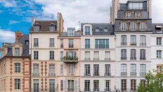 Paris, beautiful houses in Montmartre, typical parisian facades
