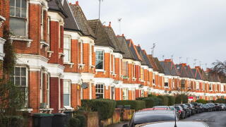 A row of traditional Victorian terrace houses in Crouch End, London, UK