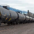 A line of DOT-111 railroad tanker cars, on the tracks at the BNSF train yard, in the town of Troy, Montana

Burlington Northern and Santa Fe Railway w
