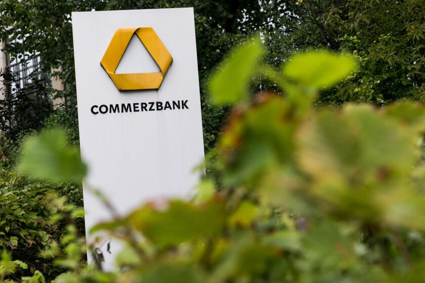 A logo sign outside of facility occupied by Commerzbank in Munich, Germany, on August 31, 2018.