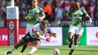 Cape Town, South Africa. 10th December 2016. Andrew Durutalo of the USA during the match between South Africa and the USA on day 1 of the HSBC Cape Town 7's rugby tournament taking place at Cape Town Stadium on 10-11 December 2016. Credit:  Roger Sedres/A