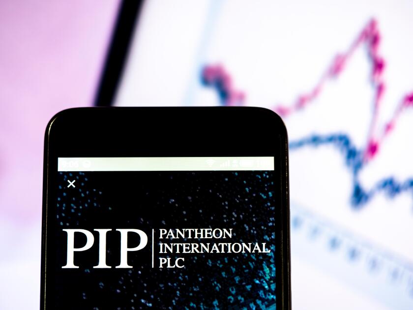 Pantheon International plc  logo seen displayed on smart phone.