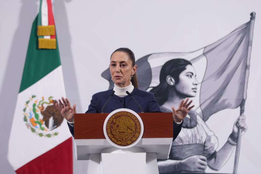 (250204) -- MEXICO CITY, Feb. 4, 2025 (Xinhua) -- Mexican President Claudia Sheinbaum speaks during the morning press conference at the National Palace in Mexico City, capital of Mexico, Feb. 3, 2025. Sheinbaum on Monday said she had reached an agreement 