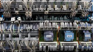 Control cabinet of a brake system, showroom of the Knorr-Bremse AG company, Munich, Bavaria, Germany