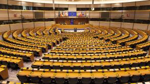 Hemicycle of the European Parliament in Brussels, Belgium.