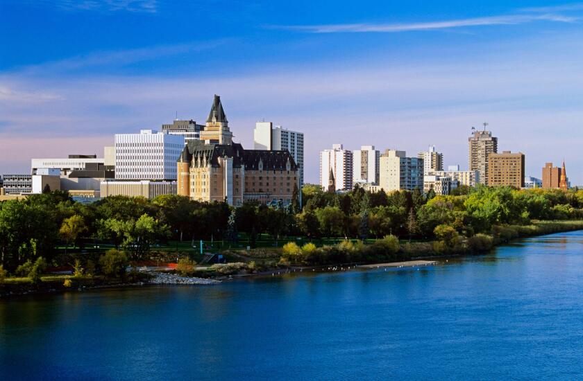 Cityscape with river, Saskatoon, Saskatchewan, Canada