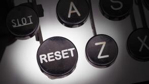 Typewriter with special buttons, reset