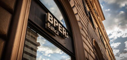 ROME, ITALY - JANUARY 15, 2025: Signage of BPER Banca on an office building in Rome, Italy. Formerly banca popolare dell emilia romagna it's an italia
