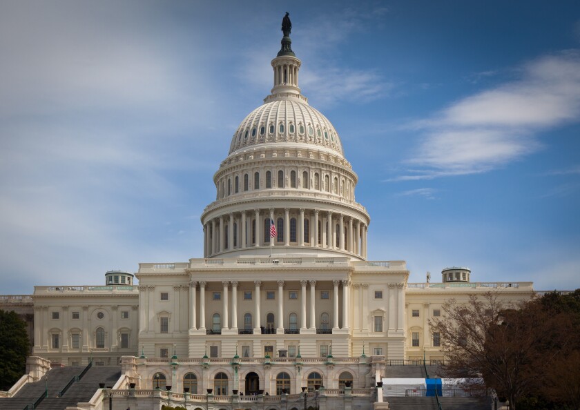 The United States Capitol at the end of the National Mall in Washington, DC