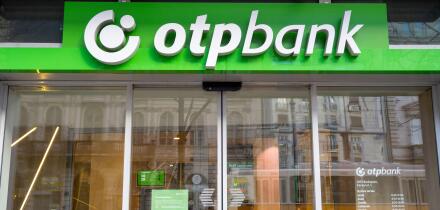 BUDAPEST - JAN 20: Logotype of OTP Bank over the entrance in Budapest, January 20. 2022 in Hungary.