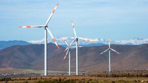 Wind farm (Spanish: parque eolico) in the mining regions of Atacama and Coquimbo, northern Chile