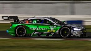 Misano Adriatico, Italy - August 25, 2018: A Schaeffler Audi RS 5 DTM of Audi Sport Team Phoenix, driven by Mike Rockenfeller,  during race at the DTM