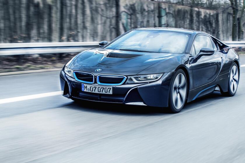 BMW i8 driving scene/ license plate is changed.