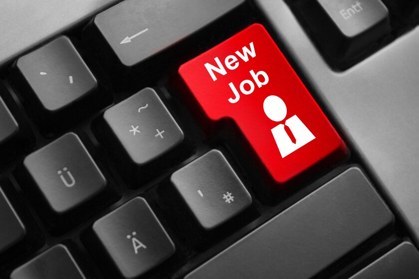 keyboard red button new job employee