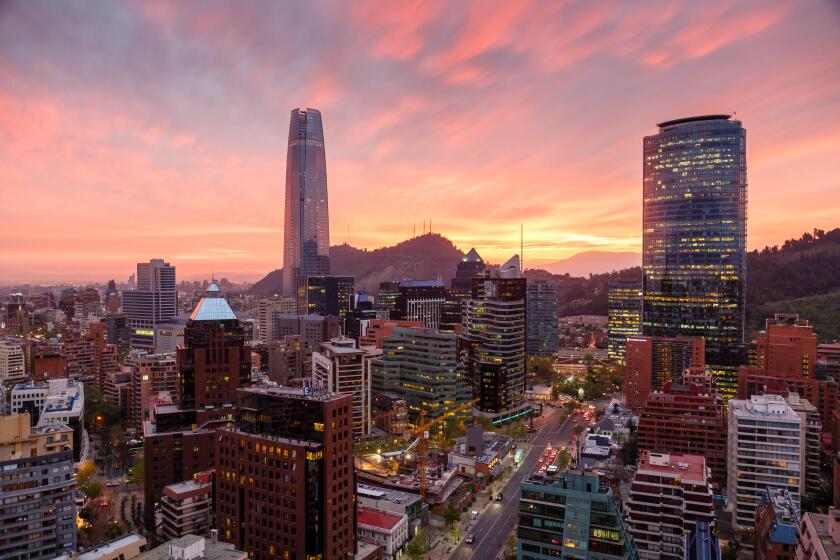 Skyline of Santiago with the Gran Torre, Santiago, Chile, South America