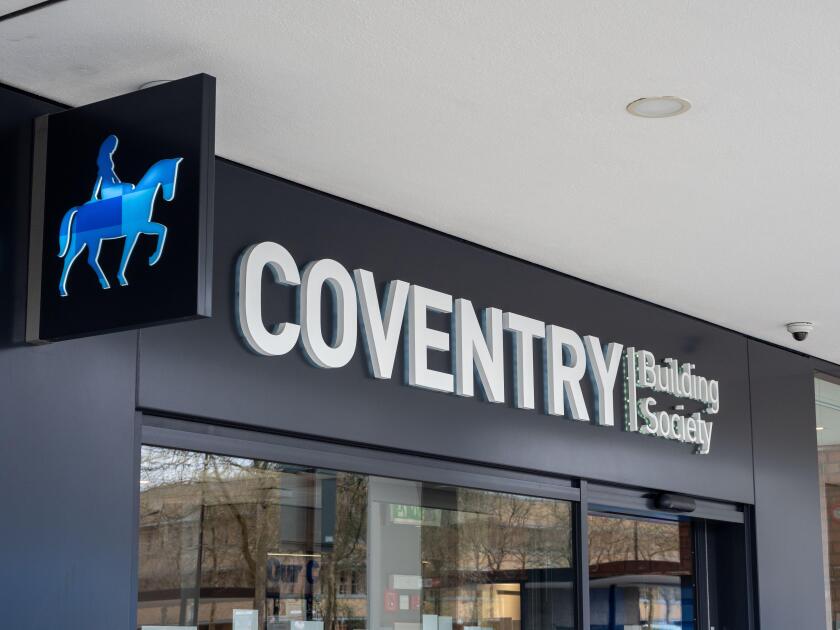 Sign and logo for the Coventry Building Society, Milton Keynes, UK