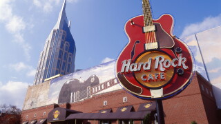 Hard Rock Cafe guitar sign, Nashville, Tennessee, United States of America. Image shot 2016. Exact date unknown.