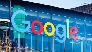 March 7, 2018 Mountain View / CA / USA - Google logo on one of the buildings situated in Googleplex, the company's main campus