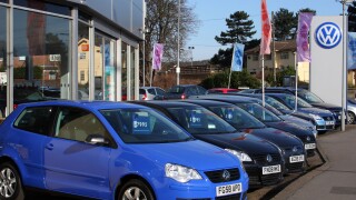 A VW dealership in a U.K. city.. Image shot 03/2009. Exact date unknown.