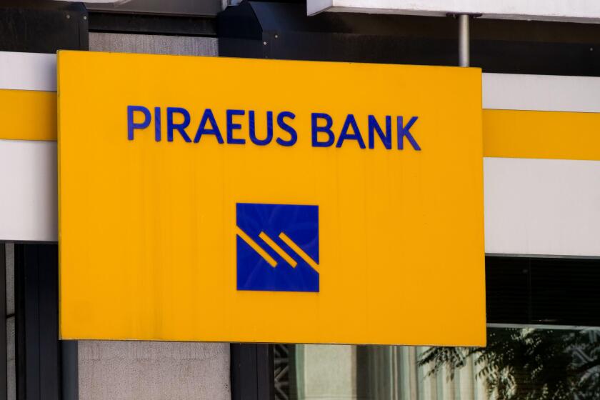 Sign of Piraeus Bank, Thessaloniki, Macedonia, Greece