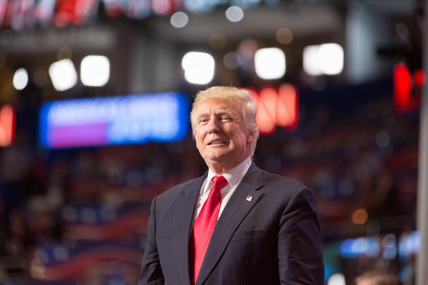 Cleveland, Ohio, USA; July 21, 2016: Donald J. Trump accepts the nomination to run for president at the Republican National Convention. (Philip Scalia/Alamy Live News)