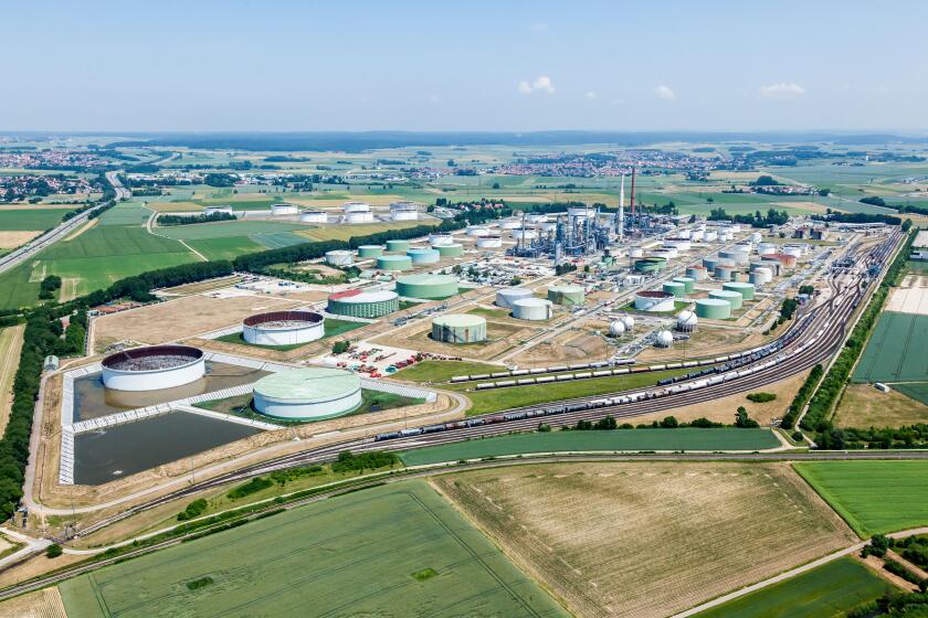 Aerial view, Gunvor Ingolstadt refinery GmbH, Ingolstadt, Upper Bavaria, Bavaria, Germany