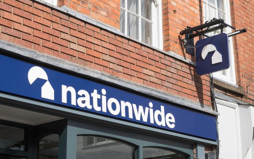 The new Nationwide logo at a branch in Ludlow, England, UK