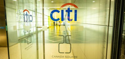 London- September 2022: Citigroup Inc headquarters building in Canary Wharf, an American investment bank and financial services company