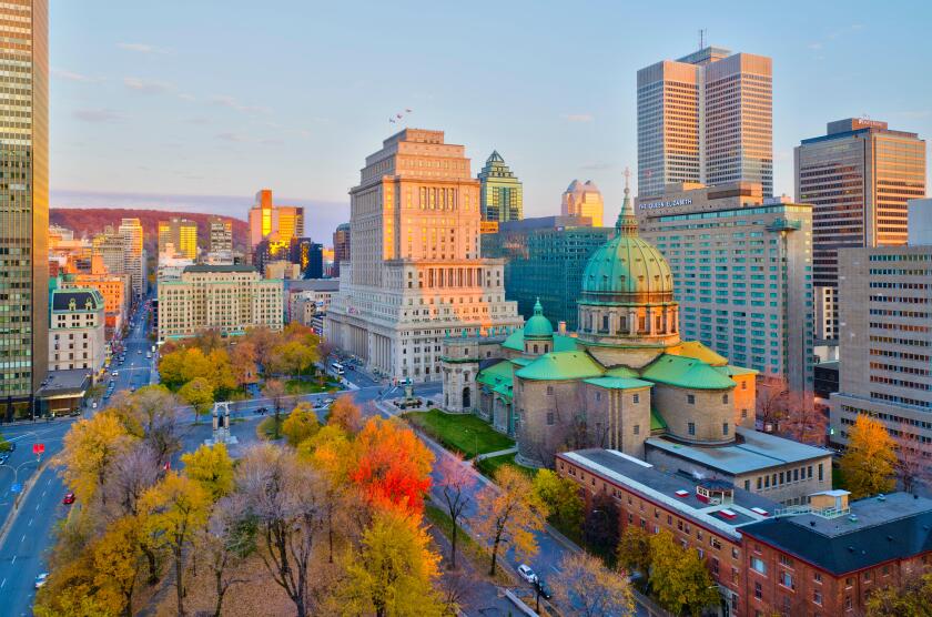 Canada, Quebec, Montreal, Place du Canada and Dorchester Square, Cathedral-Basilica of Mary,