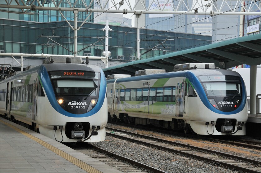 Korail train in Seoul railway station South Korea