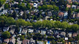 Balboa, Cortez, and Cabrillo Avenues, Burlingame, San Francisco, California, USA - aerial