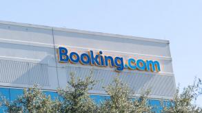 Booking.com office building in Orlando, Florida, USA.