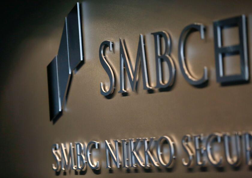 SMBC Nikko Securities' logo is pictured at its headquarters in Tokyo, Japan December 5, 2017. Picture taken December 5, 2017.  REUTERS/Kim Kyung-Hoon