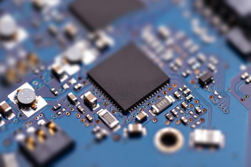 Integrated semiconductor microchip/ microprocessor on blue circuit board