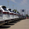 Lafayette - May 12, 2026: Volkswagen Atlas Family SUV display. VW offers the Atlas in SE, Peak Edition, SEL, and SEL Premium R-Line models. MY:2026