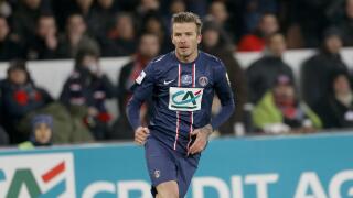 Paris Saint-Germain's English midfielder David Beckham during the French Cup football match Paris Saint-Germain (PSG) vs Olympique de Marseille (OM) at the Parc-des-Princes stadium  Featuring: David Beckham Where: Paris, France When: 27 Feb 2013